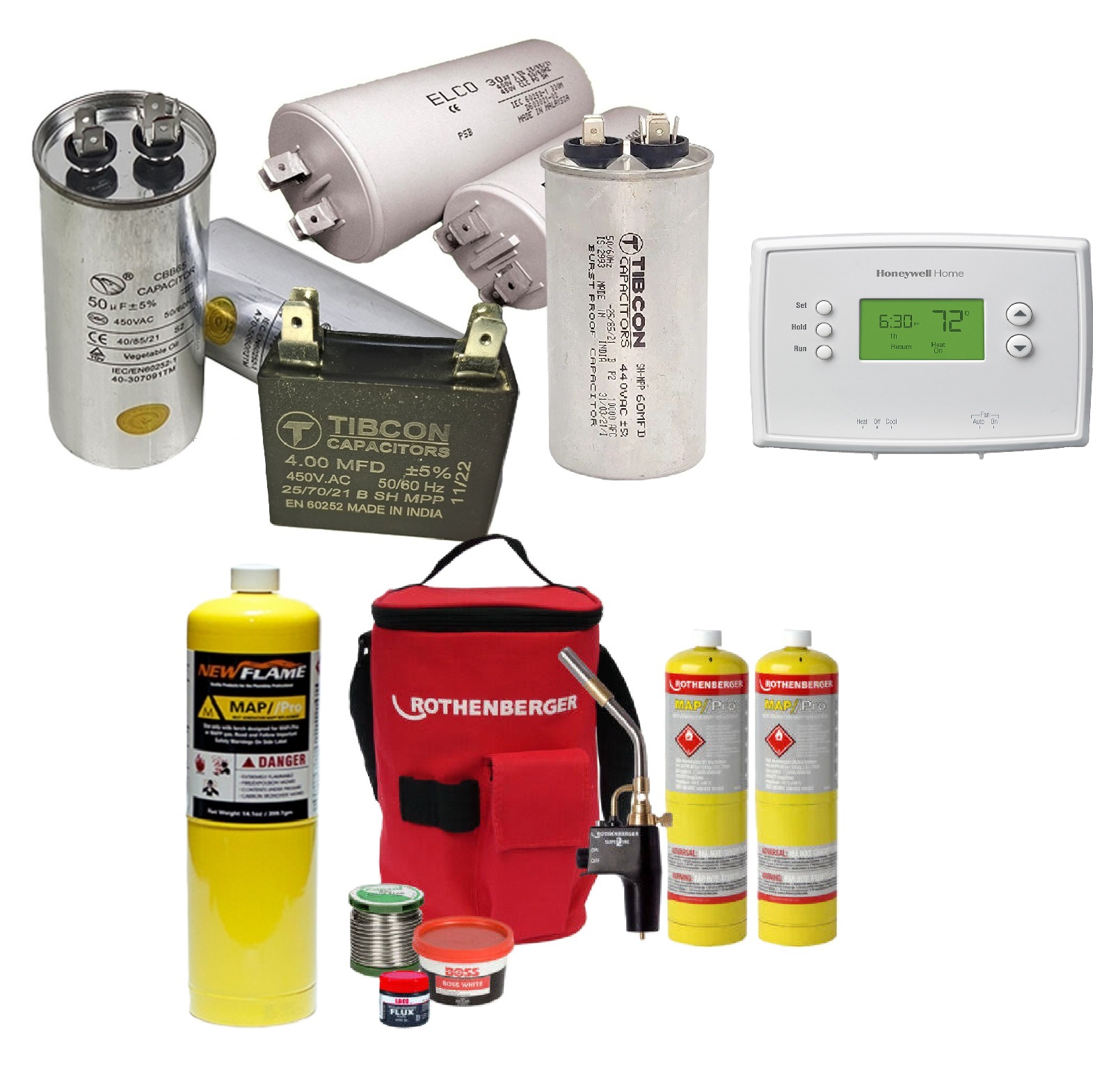 Capacitors, Thermostat & Map gas